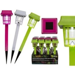 Lanterna Da Giardino Asta Con Punta Per Terreno In Plastica Con Pannello Solare