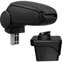 ProTec [pro.tec] Bracciolo Centrale Per Volkswagen Polo VI - Rivestimento In Similpelle Nero Con Cuciture Nere - Con Vano Portaoggetti