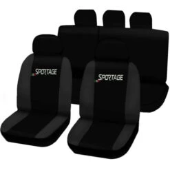 SET COPRISEDILI AUTO COMPATIBILI PER SPORTAGE MADE IN ITALY FODERE BICOLORE NEROGRIGIO SCURO