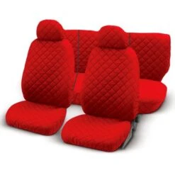 SET COPRISEDILI AUTO IN COTONE TRAPUNTATO CON / ZIP FODERA UNIVERSALE ROSSO
