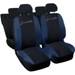SET COPRISEDILI AUTO COMPATIBILI PER GIULIETTA MADE IN ITALY FODERE CON LOGO BICOLORE NEROBLU SCURO