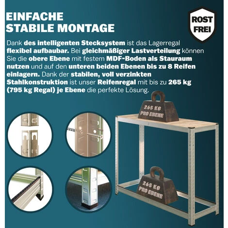 Deuba Scaffale Porta Gomme 180x120x40cm 795kg 8 Gomme Regolabile In Altezza Ripiano Superiore In MDF Officina Garage 5 Deuba Scaffale Porta Gomme 180x120x40cm 795kg 8 Gomme Regolabile In Altezza Ripiano Superiore In MDF Officina Garage - immagine 3