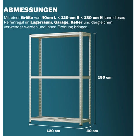 Deuba Scaffale Porta Gomme 180x120x40cm 795kg 8 Gomme Regolabile In Altezza Ripiano Superiore In MDF Officina Garage 7 Deuba Scaffale Porta Gomme 180x120x40cm 795kg 8 Gomme Regolabile In Altezza Ripiano Superiore In MDF Officina Garage - immagine 5