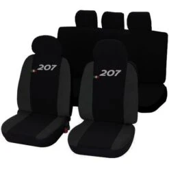 SET COPRISEDILI COMPATIBILI PER AUTO 207 MADE IN ITALY FODERE BICOLORE NERO - GRIGIO SCURO
