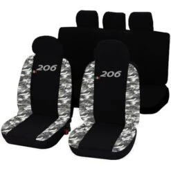 SET COPRISEDILI COMPATIBILI PER AUTO PEUGEOT 206 MADE IN ITALY FODERE BICOLORE NERO - MIMETICO CHIARO