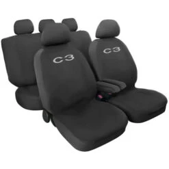 SET COPRISEDILI COMPATIBILI PER AUTO C3 PORTE MADE IN ITALY FODERE TINTA UNITA GRIGIO SCURO