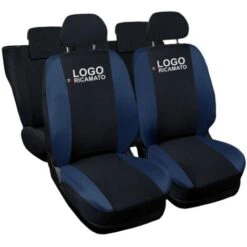 SET COPRISEDILI COMPATIBILI PER AUTO 600 MADE IN ITALY FODERE BICOLORE SENZA LOGO BICOLORE NERO - BLU SCURO