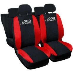 SET COPRISEDILI COMPATIBILI PER AUTO 600 MADE IN ITALY FODERE BICOLORE SENZA LOGO BICOLORE NERO - ROSSO