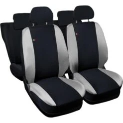 SET COPRISEDILI COMPATIBILI PER AUTO A3 MADE IN ITALY FODERE BICOLORE SENZA LOGO BICOLORE NERO - GRIGIO CHIARO