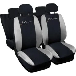 SET COPRISEDILI COMPATIBILI PER AUTO MUSA MADE IN ITALY FODERE BICOLORE CON LOGO BICOLORE NERO - GRIGIO CHIARO