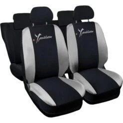 SET COPRISEDILI COMPATIBILI PER AUTO YPSILON MADE IN ITALY FODERE BICOLORE CON LOGO BICOLORE NERO - GRIGIO CHIARO