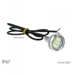 Power Led A Bottone Modello Slim 12V 3W Con 3 Smd 5630 IP67 6000K Eagle Eye Led Luci Diurne Carcassa Argento