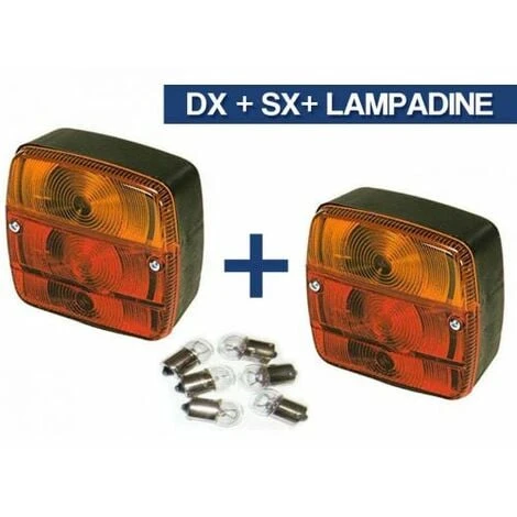 COPPIA FANALE FARO POSTERIORE TRATTORE CARRELLO RIMORCHIO + LAMPADINE (34802/2) 3 COPPIA FANALE FARO POSTERIORE TRATTORE CARRELLO RIMORCHIO + LAMPADINE (34802/2)