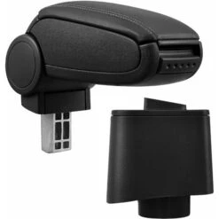 ProTec [pro.tec] Bracciolo Centrale - Poggiabraccio Con Vano Portaoggetti - Imbottito - In Similpelle - Nero - Volkswagen Polo V 6R