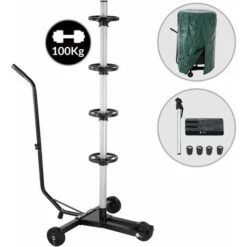 Monzana Carrello Porta Pneumatici 225mm In Alluminio 3 Rotelle Copertura Protezione Carico Max. 100kg Supporto Per Cerchioni