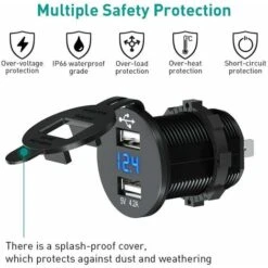12V Presa USB 5V Caricabatteria Da Auto 4.2A Caricabatteria Da Auto USB Impermeabile Per Accendisigari Con Voltmetro Digitale Per Moto -Offerta economica Michelin 30853564 3