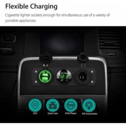 Presa Di Ricarica 3-in-1, Presa Di Ricarica Doppia Per Auto 12V Presa Di Ricarica Per Auto 12V, Voltmetro Digitale LED E Adattatore Splitter Per Accendisigari - Verde -Offerta economica Michelin 30853628 4
