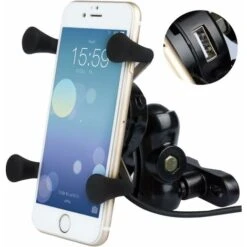Supporto Per Cellulare Da Moto LITZEE, Supporto Per Cellulare Universale In Alluminio Girevole A 360 ° X-Grip Con Caricatore USB Da 5V 2.1A Per Tutti I Telefoni Cellulari GPS Da 3,5 Pollici A 6 Pollic