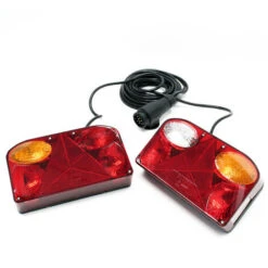 Luci Posteriori Per Rimorchio 2 Pezzi Con 5 Funzioni Cavo 5 M Incluso Presa 13 Poli Lampade 12V