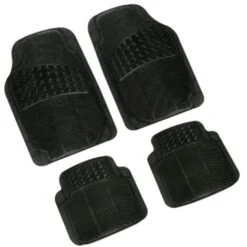 Trade Shop - Set 4 Pezzi Tappeti Per Auto Tappetini Universali In Gomma Sintetica Pvc Nero