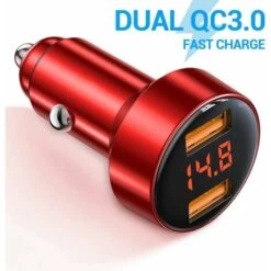 Accendisigari USB Illuminato, Doppia Porta QC3.0 6A/36W Caricatore Accendisigari USB Accendisigari Interamente In Metallo Adattatore USB Display Tensione Compatibile Con IPhone 11/11 Pro/XR/X/XS/8, Sa