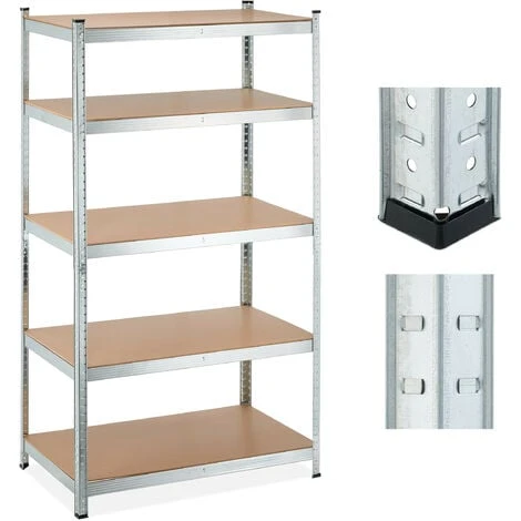 Relaxdays Scaffale In Acciaio, HxLxP 180x100x60 Cm, 5 Ripiani Ad Alta Portata 1250 Kg, Per Garage E Cantina, Argentato 3 Relaxdays Scaffale In Acciaio, HxLxP 180x100x60 Cm, 5 Ripiani Ad Alta Portata 1250 Kg, Per Garage E Cantina, Argentato