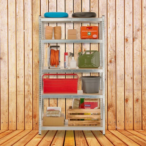 Relaxdays Scaffale In Acciaio, HxLxP 180x100x60 Cm, 5 Ripiani Ad Alta Portata 1250 Kg, Per Garage E Cantina, Argentato 7 Relaxdays Scaffale In Acciaio, HxLxP 180x100x60 Cm, 5 Ripiani Ad Alta Portata 1250 Kg, Per Garage E Cantina, Argentato - immagine 5