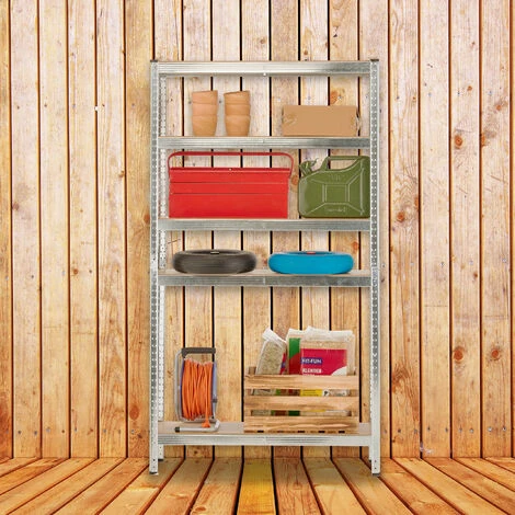 Relaxdays Scaffale In Acciaio, HxLxP 180x100x30 Cm, 5 Ripiani Ad Alta Portata 1250 Kg, Per Garage E Cantina, Argentato 7 Relaxdays Scaffale In Acciaio, HxLxP 180x100x30 Cm, 5 Ripiani Ad Alta Portata 1250 Kg, Per Garage E Cantina, Argentato - immagine 5