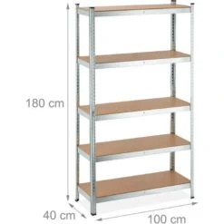 Relaxdays Scaffale In Acciaio, HxLxP 180x100x40 Cm, 5 Ripiani Ad Alta Portata 1250 Kg, Per Garage E Cantina, Argentato -Offerta economica Michelin 71055216 4