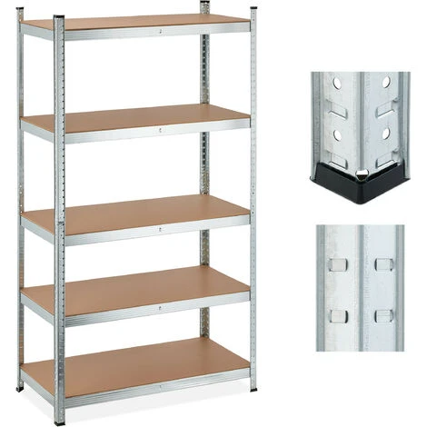 Relaxdays Scaffale In Acciaio, HxLxP 180x100x50 Cm, 5 Ripiani Ad Alta Portata 1250 Kg, Per Garage E Cantina, Argentato 3 Relaxdays Scaffale In Acciaio, HxLxP 180x100x50 Cm, 5 Ripiani Ad Alta Portata 1250 Kg, Per Garage E Cantina, Argentato