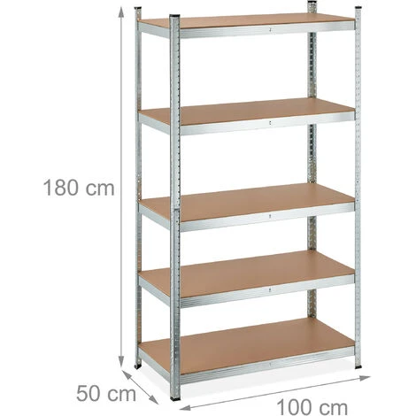 Relaxdays Scaffale In Acciaio, HxLxP 180x100x50 Cm, 5 Ripiani Ad Alta Portata 1250 Kg, Per Garage E Cantina, Argentato 6 Relaxdays Scaffale In Acciaio, HxLxP 180x100x50 Cm, 5 Ripiani Ad Alta Portata 1250 Kg, Per Garage E Cantina, Argentato - immagine 4
