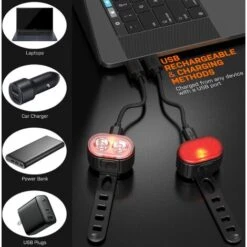 Set Di Luci Per Bici, Kit Di Luci Per Bici A LED Potenti, Luci Per Bici Impermeabili IPX5 USB Ricaricabili, Luci Per Bici Da Strada Anteriori E Posteriori Per Uomini E Donne, Bambini, 4/6 Modalità [Cl -Offerta economica Michelin 71079974 4