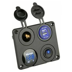 Adattatore Per Auto 4 In 1, Doppio Pannello Interruttori Di Ricarica USB, Presa 12V Con Voltmetro LED, Interruttore On/off, Pannello Accendisigari Per Auto, Barche, Camper, Camion, GPS, Telefoni Cellu