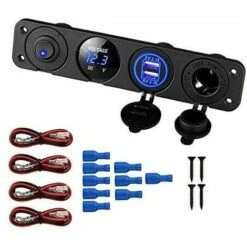 Adattatore Per Auto 4 In 1, Doppio Pannello Interruttori Di Ricarica USB, Presa 12V Con Voltmetro LED, Interruttore On/off, Pannello Accendisigari Per Auto, Barche, Camper, Camion, GPS, Telefoni Cellu -Offerta economica Michelin 71529532 4