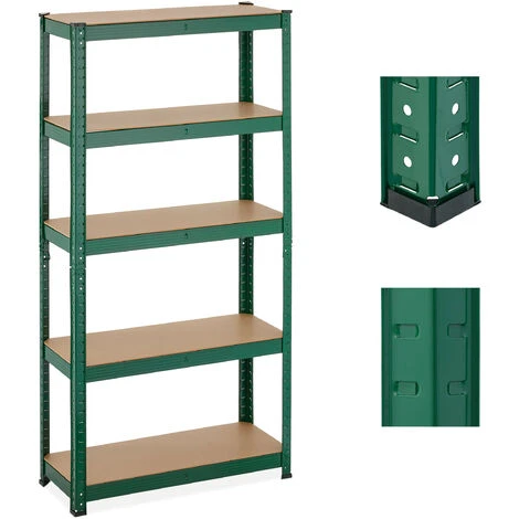 Relaxdays Scaffale In Acciaio, HxLxP 150x75x30 Cm, 5 Ripiani Ad Alta Portata 875 Kg, Per Garage E Cantina, Verde Scuro 3 Relaxdays Scaffale In Acciaio, HxLxP 150x75x30 Cm, 5 Ripiani Ad Alta Portata 875 Kg, Per Garage E Cantina, Verde Scuro
