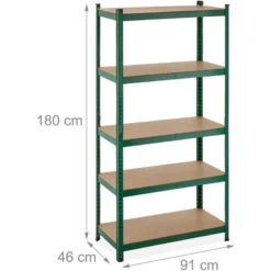 Relaxdays Scaffale In Metallo, Carichi Pesanti, 5 Ripiani, Portata 875 Kg, HxLxP: 180x91x46 Cm, Garage E Officina, Verde -Offerta economica Michelin 71800145 4