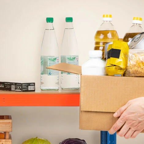 Relaxdays Scaffale In Acciaio, HLP 180x90x40 Cm, 5 Ripiani Ad Alta Portata 1375 Kg, Per Garage E Cantina, Blu Arancione 7 Relaxdays Scaffale In Acciaio, HLP 180x90x40 Cm, 5 Ripiani Ad Alta Portata 1375 Kg, Per Garage E Cantina, Blu Arancione - immagine 5