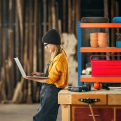 Relaxdays Scaffale In Acciaio, HLP 180x90x40 Cm, 5 Ripiani Ad Alta Portata 875 Kg, Per Garage E Cantina, Blu Arancione -Offerta economica Michelin 71910573 3