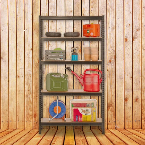 Relaxdays Scaffale In Acciaio, HxLxP: 180 X 100 X 30 Cm, 5 Ripiani Ad Alta Portata 1250 Kg, Per Garage E Cantina, Nero 7 Relaxdays Scaffale In Acciaio, HxLxP: 180 X 100 X 30 Cm, 5 Ripiani Ad Alta Portata 1250 Kg, Per Garage E Cantina, Nero - immagine 5