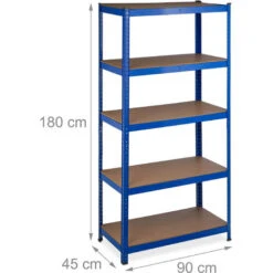 2x Scaffali In Metallo, 1325 Kg Capacità Di Carico, 180 X 90 X 45 Cm, Scaffalatura Ad Alta Portata Con 5 Ripiani, Blu -Offerta economica Michelin 71989037 4