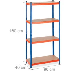 Relaxdays Scaffale In Acciaio, HLP 180x90x40 Cm, 4 Ripiani Ad Alta Portata 700 Kg, Per Garage E Cantina, Blu Arancione -Offerta economica Michelin 72271487 4