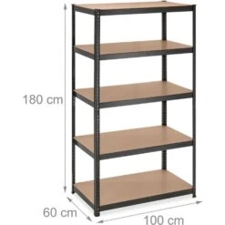 Relaxdays Scaffale In Acciaio, HxLxP 180 X 100 X 60 Cm, 5 Ripiani Ad Alta Portata 1250 Kg, Per Garage E Cantina, Nero -Offerta economica Michelin 72271521 4