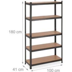 Relaxdays Scaffale In Acciaio, HxLxP: 180 X 100 X 41 Cm, 5 Ripiani Ad Alta Portata 1250 Kg, Per Garage E Cantina, Nero -Offerta economica Michelin 72271523 4