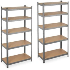 2x Scaffale In Metallo, Capacità Fino A 875 Kg, 180x90x45 Cm, Scaffalatura Ad Alta Portata Da 5 Ripiani, Grigio