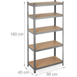 2x Scaffale In Metallo, Capacità Fino A 875 Kg, 180x90x45 Cm, Scaffalatura Ad Alta Portata Da 5 Ripiani, Grigio -Offerta economica Michelin 74448981 4