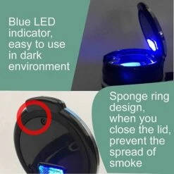 Posacenere Auto Portatile Automotive A Prova Di Odore Con Coperchio E Led Luce Blu Spazzatura Può Staccabile Sigaretta Senza Fumo Antivento -Offerta economica Michelin 74925905 4