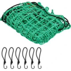 Relaxdays Rete Di Copertura Per Rimorchio, 1,5 X 2,2 M, 6 Ganci, Segni Per Gli Angoli, Corda In Gomma Elastica, Verde