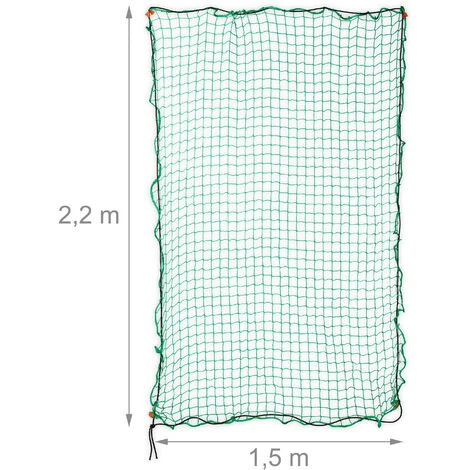 Relaxdays Rete Di Copertura Per Rimorchio, 1,5 X 2,2 M, 6 Ganci, Segni Per Gli Angoli, Corda In Gomma Elastica, Verde 6 Relaxdays Rete Di Copertura Per Rimorchio, 1,5 X 2,2 M, 6 Ganci, Segni Per Gli Angoli, Corda In Gomma Elastica, Verde - immagine 4