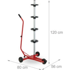 Relaxdays Carrello Reggipneumatici, Portacerchioni Auto, Per 4 Pneumatici Larghi 225 Mm, Fino A 100 Kg, Manico, Rosso -Offerta economica Michelin 77774163 4