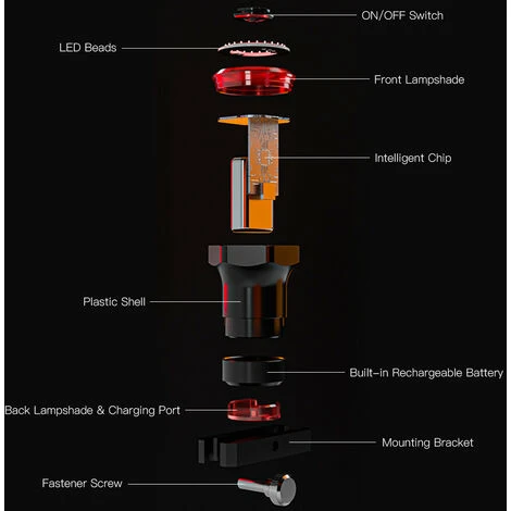 Fanale Posteriore Per Bici Intelligente Luce Freno Posteriore Fanale Posteriore Di Sicurezza Ricaricabile USB Impermeabile Torcia Posteriore Per Bicicletta 7 Fanale Posteriore Per Bici Intelligente Luce Freno Posteriore Fanale Posteriore Di Sicurezza Ricaricabile USB Impermeabile Torcia Posteriore Per Bicicletta - immagine 5